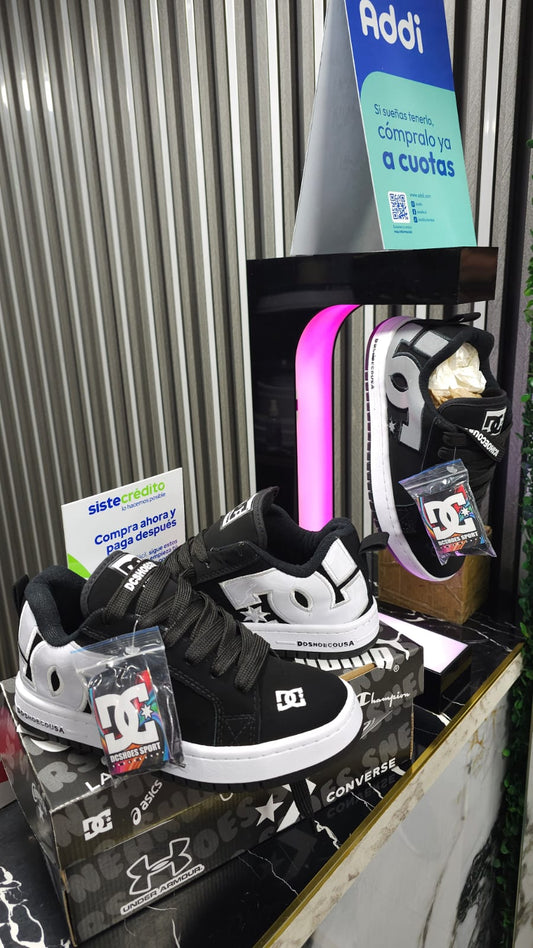 Tenis DC Shoes Court Graffic Replica AA Colors Black White